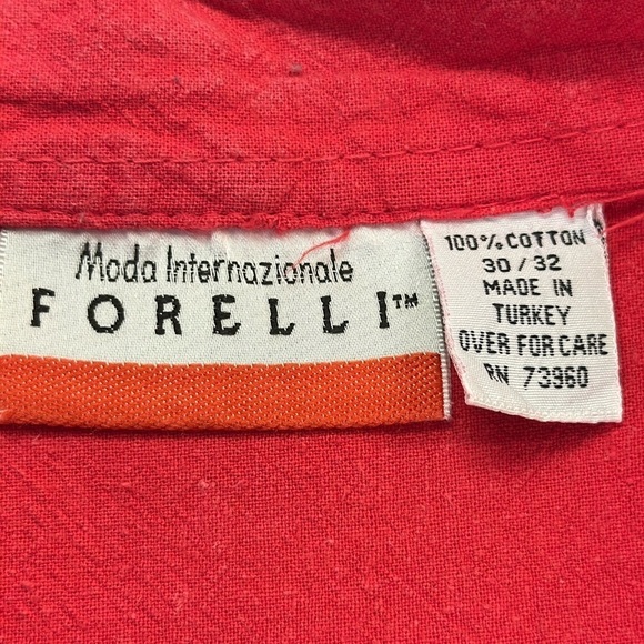 Moda Internazionale Forelli Red Cotton 3/4 Button-down Shirt Size 30/32 - Picture 4 of 7